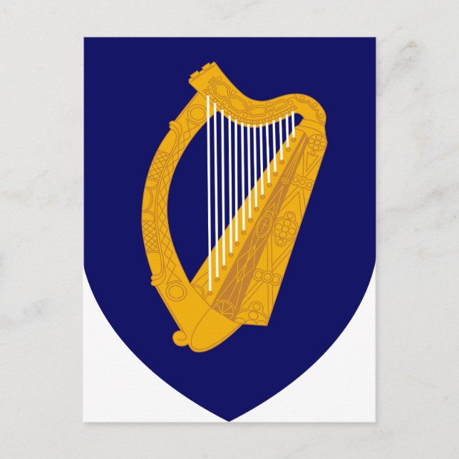 Cartão Postal Brasão de armas da Irlanda - Emblema Irlandês (Frente)