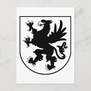 Cartão Postal Brasão de Armas da Pomerânia Preto e Branco Heráld