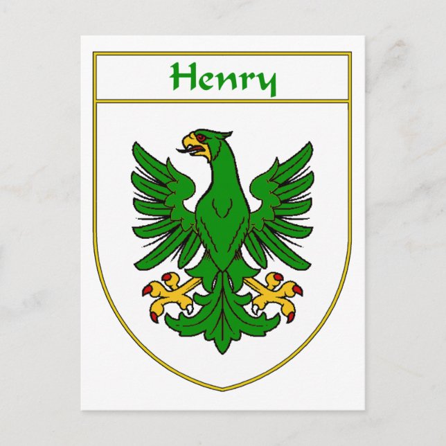 Cartão Postal Brasão de Armas/Falcrest da Família Henry (Frente)