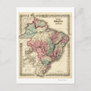 Cartão Postal Brasil e GuayanaPanoramic MapBrazil