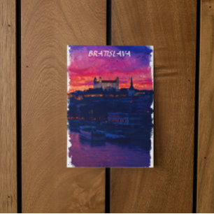 Cartão Postal Bratislava Eslováquia, Vista da Cidade Noturna