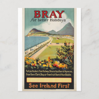 Cartão Postal Bray for Melhores Feriados, Vintage Irish viagem