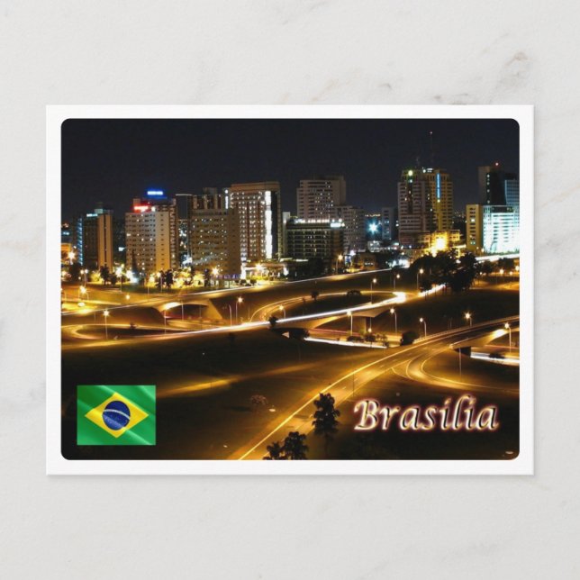 Cartão Postal Brazil - Brasilia by Night - (Frente)
