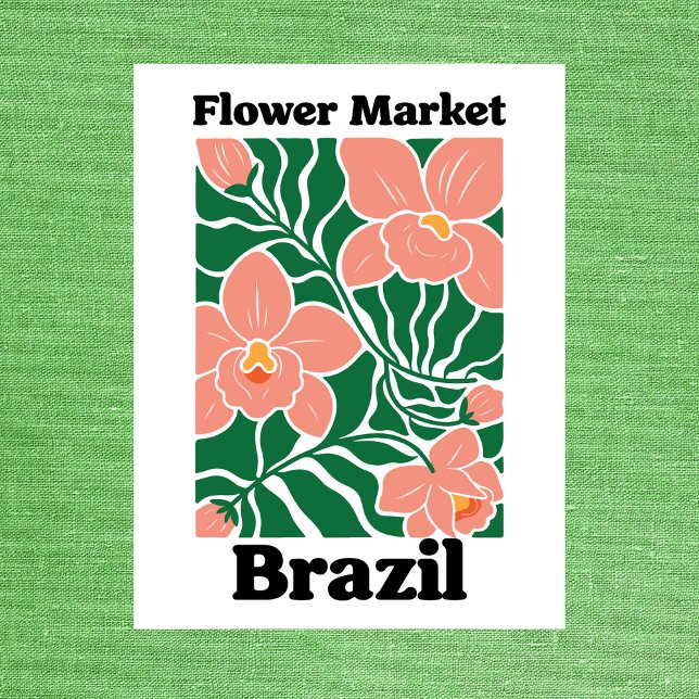 Cartão Postal Brazil Flower Market Peach Orchid Tropical (Brazil Flower Market Peach Orchid Tropical Postcard
)