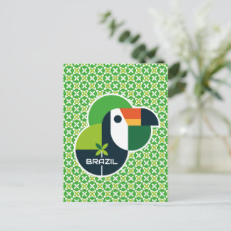 Cartão Postal Brazil Tropical Geometric Toucan Personalized Art