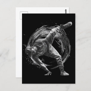 Cartão Postal Breakdancer em ação, no estilo de splatter de tint