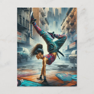 Cartão Postal Breakdancer Women in action Silhout Nova Iorque