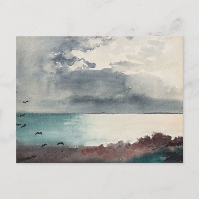 Cartão Postal Breaking Storm, Costa do Maine | Winslow Homer (Frente)