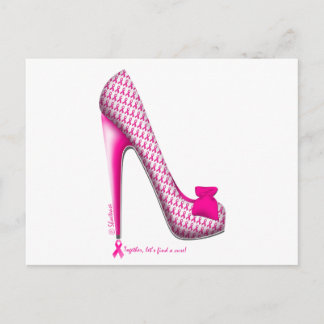 Cartão Postal Breast Cancer Awareness Pink Ribbon Heel
