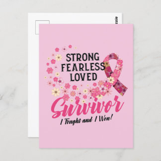 Cartão Postal Breast Cancer Survivor Strong Fearless Loved