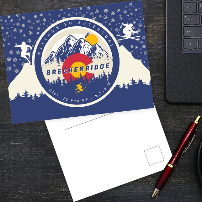 Cartão Postal Breckenridge Colorado Flag Mountain Souvenir (Criador carregado)