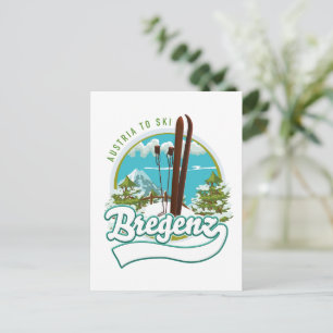Cartão Postal Bregenz Áustria para esqui logotipo
