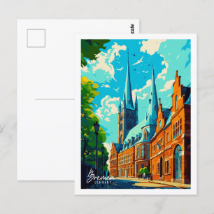 Cartão Postal Bremen Alemanha - ilustração do local da viagens v