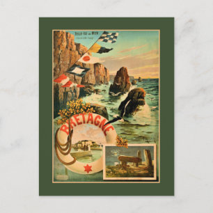 Cartão Postal Bretagne Brittany Hugo d'Alesi 1895 viagem francê
