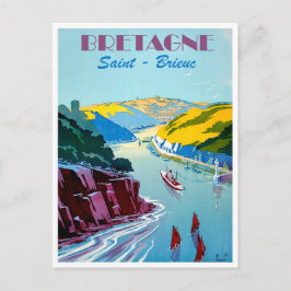 Cartão Postal Bretagne, panorama, Saint Brieuc, barcos à vela