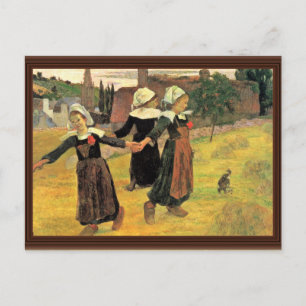 Cartão Postal Breton Girls Dançando Pont-Aven Por Paul Gauguin