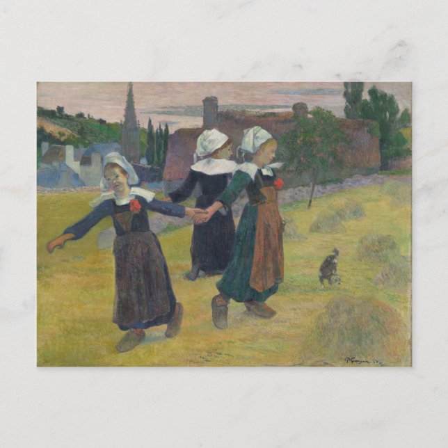 Cartão Postal Breton Girls Dancing - Paul Gauguin (Frente)