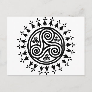 Cartão Postal Breton triskel e herminas