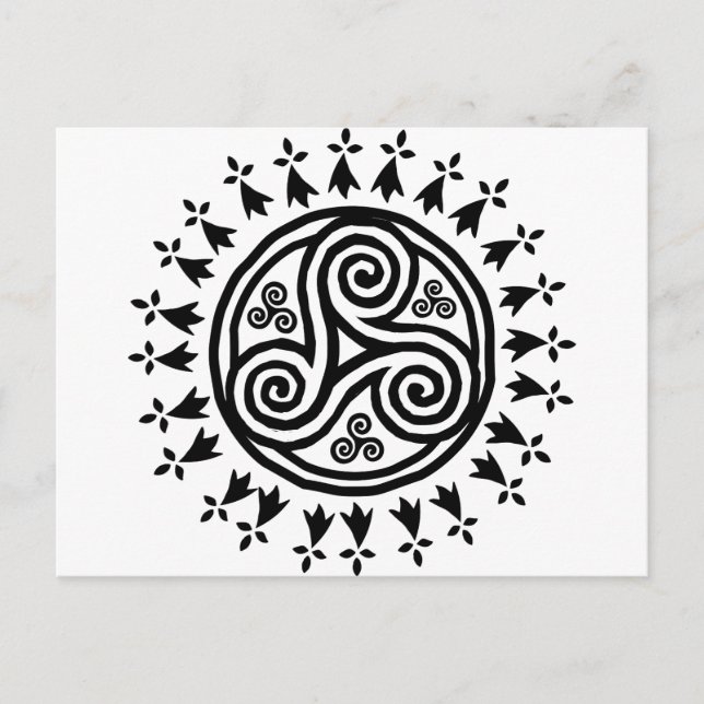 Cartão Postal Breton triskel e herminas (Frente)