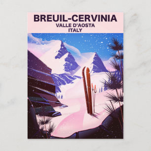 Cartão Postal Breuil-Cervinia,Valle d'Aosta, itália,poster de es