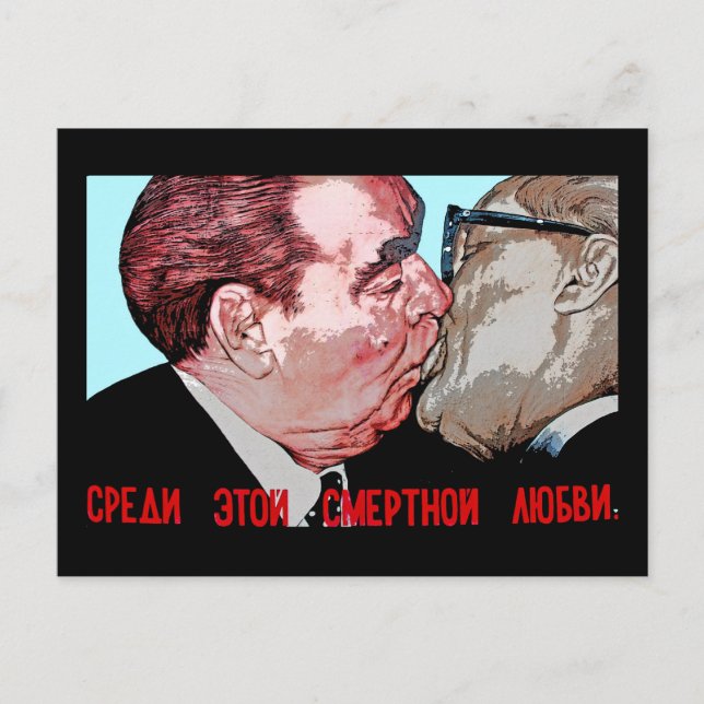 Cartão Postal Brezhnev & Honecker Kiss,East Side Gallery, Berlim (Frente)