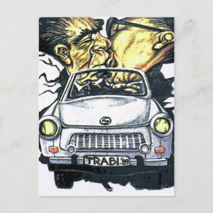 Cartão Postal Brezhnev & Honecker, Trabant Car , Berlim (pst)