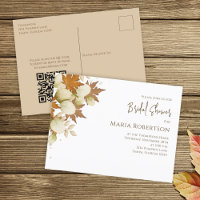 Bridal Shower Autumn Fall Greenery Leaves QR Code