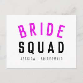 Cartão Postal Bride Squad | Hot Pink Bachelorette Bridesmaid