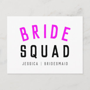 Cartão Postal Bride Squad   Hot Pink Bachelorette Bridesmaid