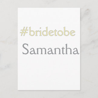 Cartão Postal bride to be hashtag bachelorette party bridal show