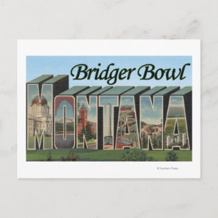 Cartão Postal Bridger Bowl, Montana - Cenas com Letras Grandes