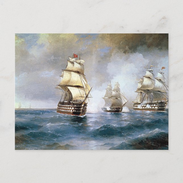 Cartão Postal Brig Mercury Atacado por Dois Navios Turcos (Frente)