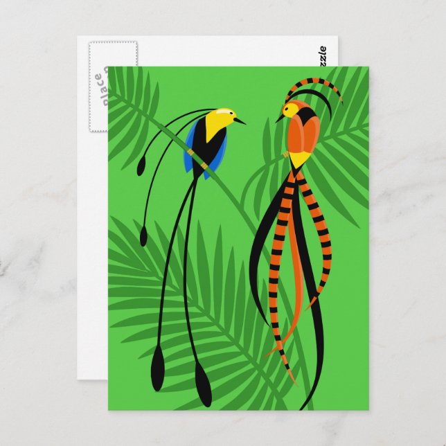 Cartão Postal Bright Colorful Birds of Paradise (Frente/Verso)