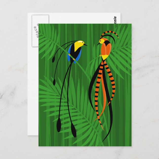 Cartão Postal Bright Colorful Birds of Paradise (Frente/Verso)