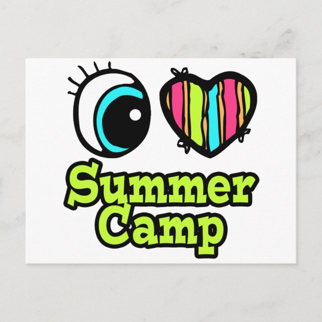 Cartão Postal Bright Eye Heart I Love Summer Camp (Frente)