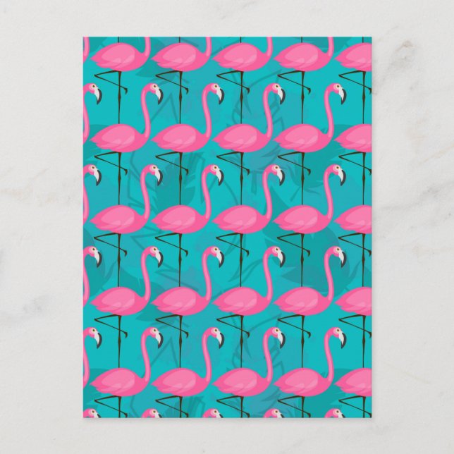 Cartão Postal Bright Flamingo Pattern 2 (Frente)