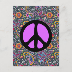 Cartão Postal Bright Paisley em preto plano