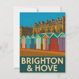 Cartão Postal Brighton Beach Huts - Impressão Colorida à beira-m