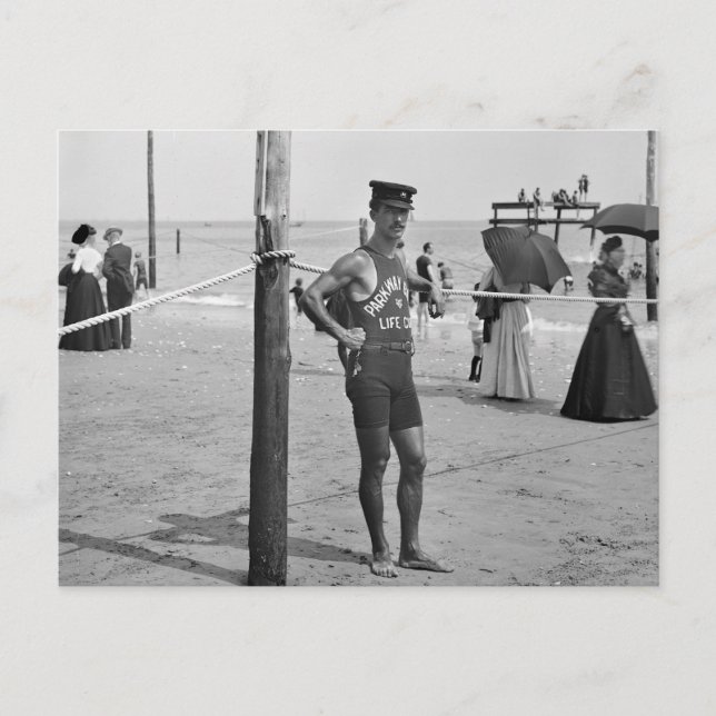 Cartão Postal Brighton Beach Lifeguard, início dos anos 1900 (Frente)