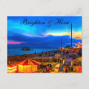 Cartão Postal Brighton e Hove Beach e Sunset Digital Painting