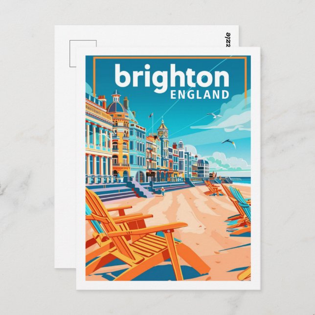 Cartão Postal Brighton England Vintage Familiar Viagem (Frente/Verso)
