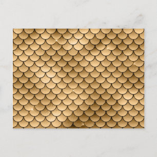 Cartão Postal Brilhante Faísca Dourado Bronze Escama de Peixe Se