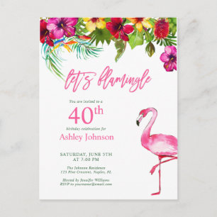 Cartão Postal Brilhante Rosa Tropical Vamos Flamingo 40º Anivers