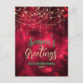 Cartão Postal Brilhante vermelho-chic luzes Natal ano novo