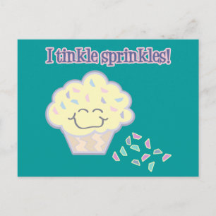 Cartão Postal brilho confeitos divertido cupcake