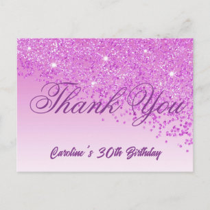 Cartão Postal Brilho Cor-de-Rosa, Obrigado pelo Aniversário de 3