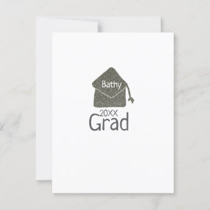 Cartão Postal Brilho de gorro de graduação prateado adicionar no