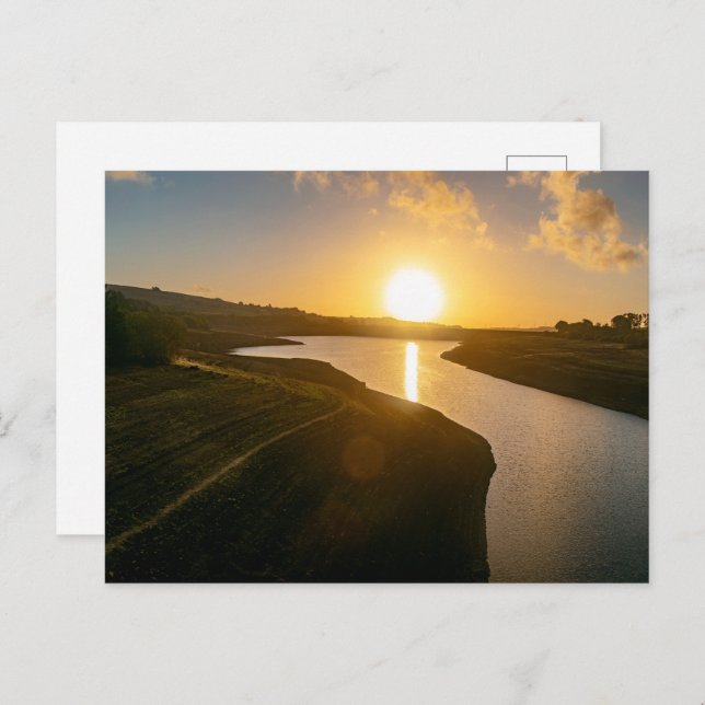 Cartão Postal Brilho de ouro hora no reservatório de Baitings (Frente/Verso)