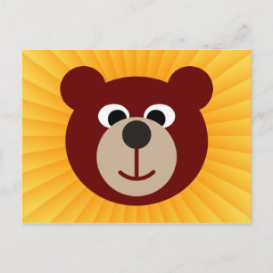 Cartão Postal Brilho de sorriso do amarelo do urso