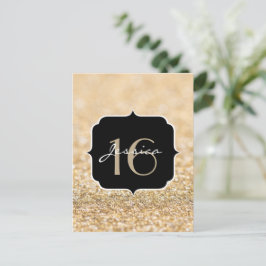 Cartão Postal Brilho dourado champanhe Sweet 16